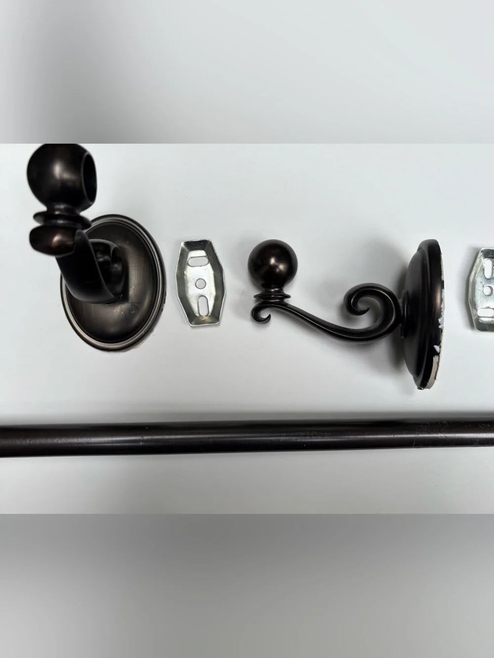 Decorative Oil-Rubbed Bronze towel bars and hook, hardware included